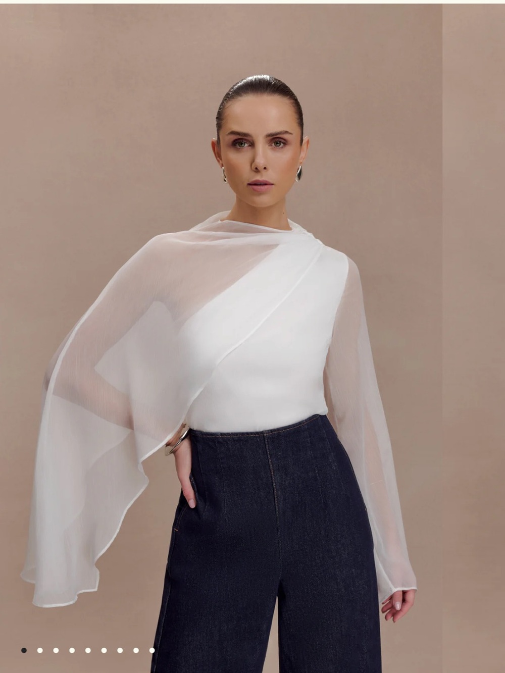 Ida sheer asymmetrical long sleeve top from Meshki